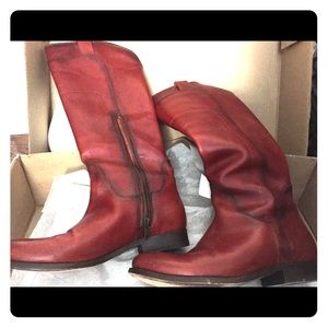 Frye Melissa Tall Riding Boot in Burnt Red